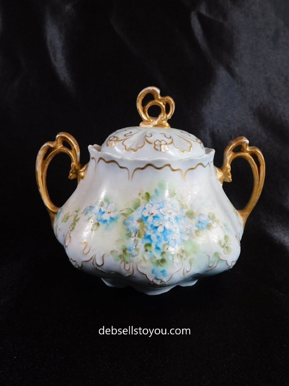 MZ Austria Covered Sugar Bowl with Hand Painted Flowers # 22686